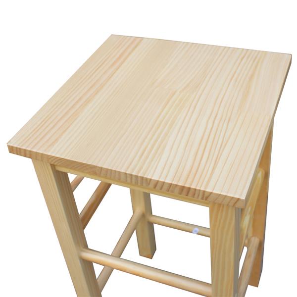 可折叠方形带凳全实木餐车-原木色-2