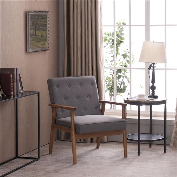 A款复古的现代木质 单人沙发椅，灰色布料（75x69x84CM）-22