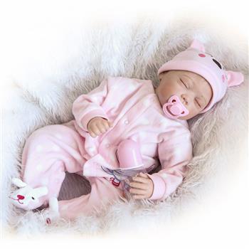 【ebay不可售】【KRT】布身仿真娃娃：22英寸 可爱粉色衣服睡眠娃娃