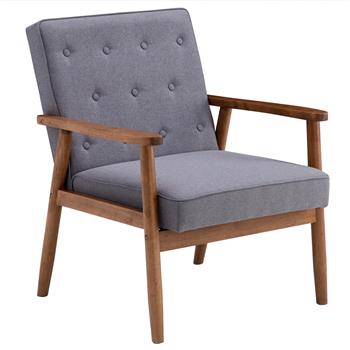 A款复古的现代木质 单人沙发椅，灰色布料（75x69x84CM）
