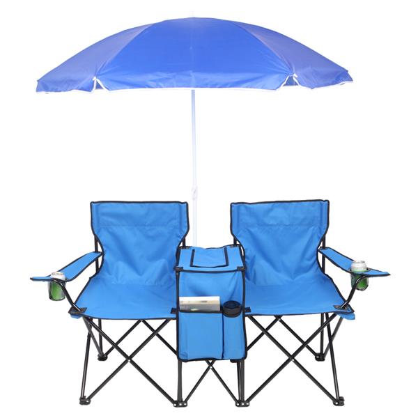 户外沙滩钓鱼椅含伞 蓝色-4