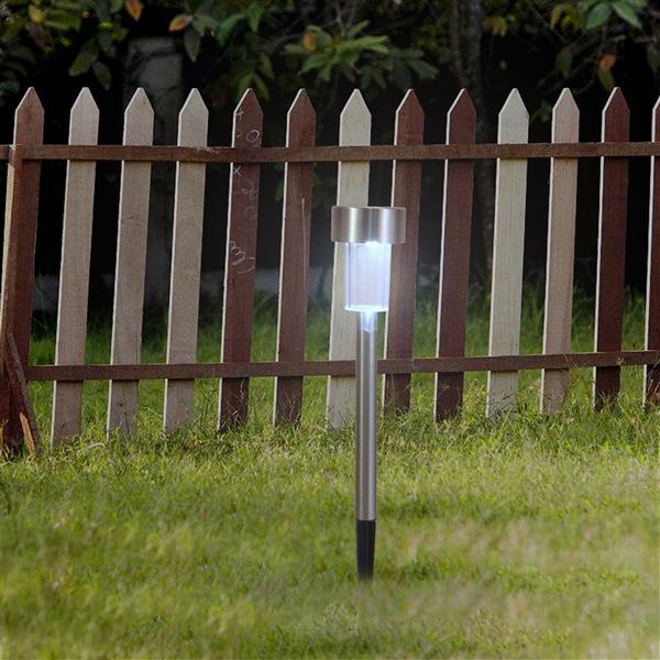 10PC  花园草坪灯 小管灯 太阳能小管不锈钢高亮白光灯-49