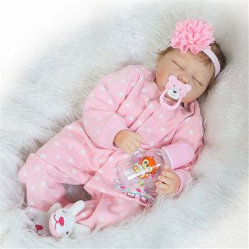 【ebay不可售】【KRT】布身仿真娃娃：22英寸 粉色兔子长袖装