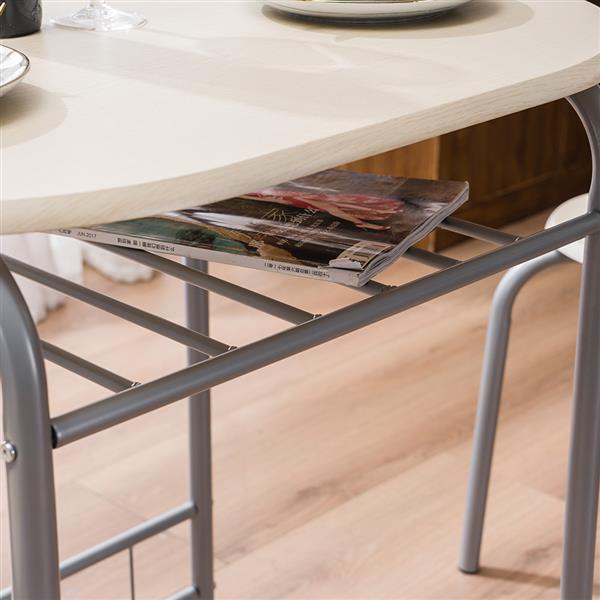 原木色木纹PVC早餐桌 （一桌两椅）【80x53x76cm】-19