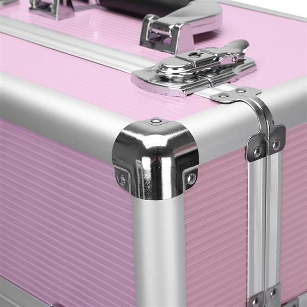 【SM】三合一四轮铝合金拉杆化妆箱纹绣箱 粉色-10