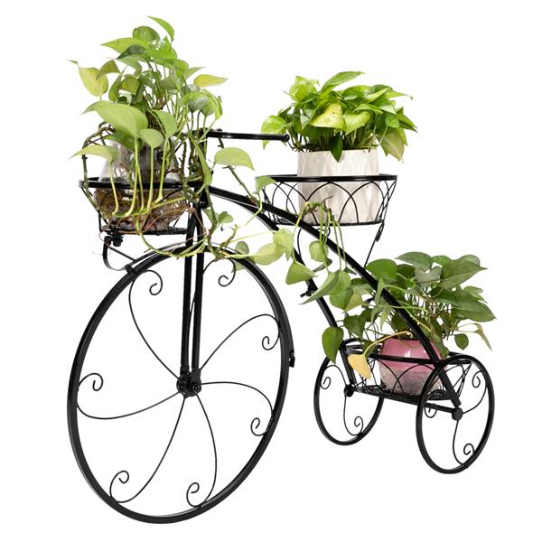 一个装黑色烤漆自行车造型3座植物架（HT-HJ005）-6