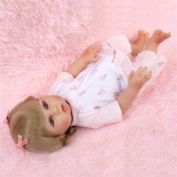 【KRT】全胶仿真娃娃：18英寸 粉白小花睡衣婴儿-4