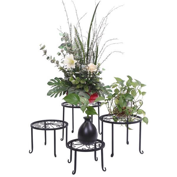 4个装4-1黑色烤漆圆形带花纹植物架（YH-HJ004）-11
