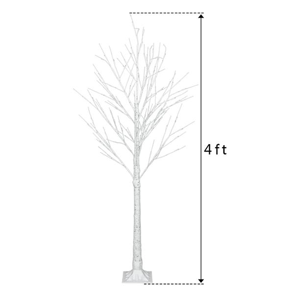 白色 4ft 48灯 48枝头 白桦树造型 塑料材质 圣诞树 美规 N001-15