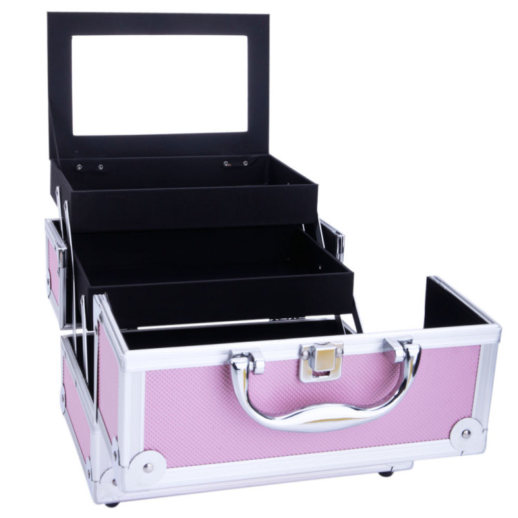 铝合金带镜子手提化妆箱SM-2176粉色- Oscart