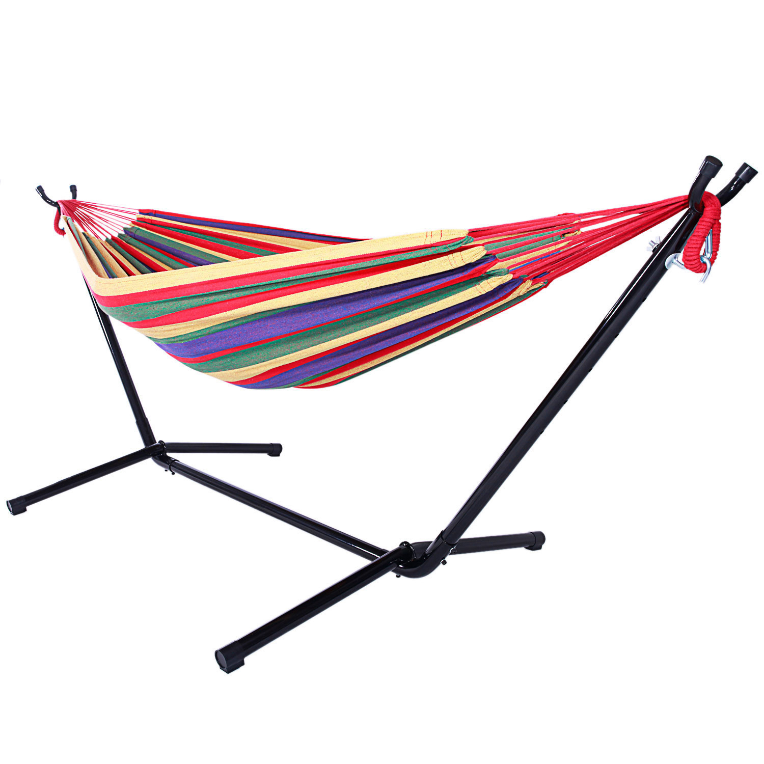 Portable Outdoor Polyester Hammock Set Red