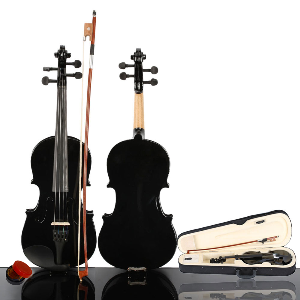 New 1/4 Acoustic Violin Case Bow Rosin Black