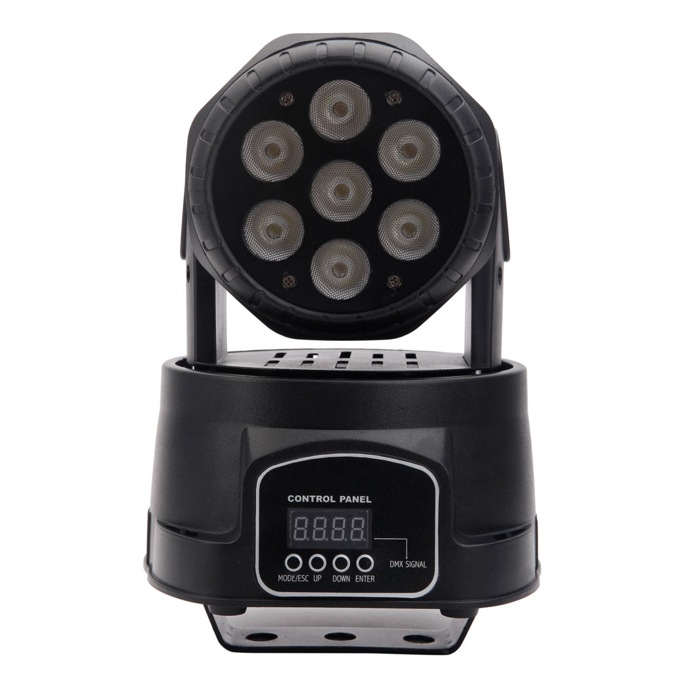 80W 7-RGBW LED Auto / Voice Control DMX512 Mini Moving Head Stage Lamp (AC 110-240V) Black