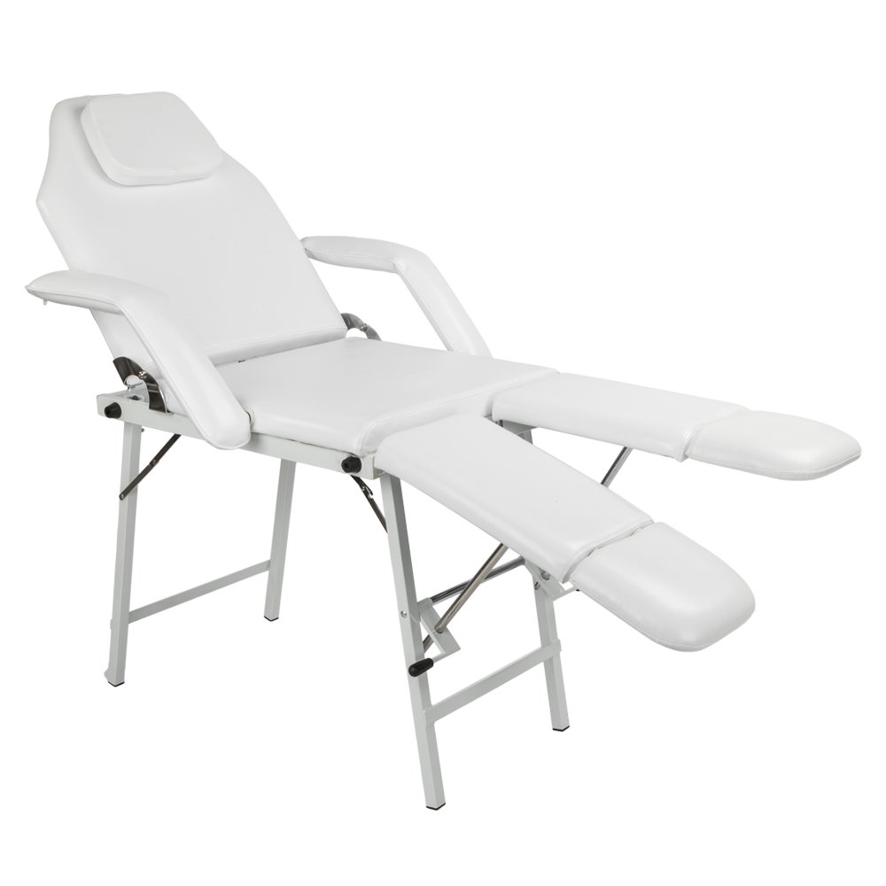 75" Adjustable Salon SPA Pedicure Massage Tattoo Therapy Bed Split Leg Chair Beauty Equipment White