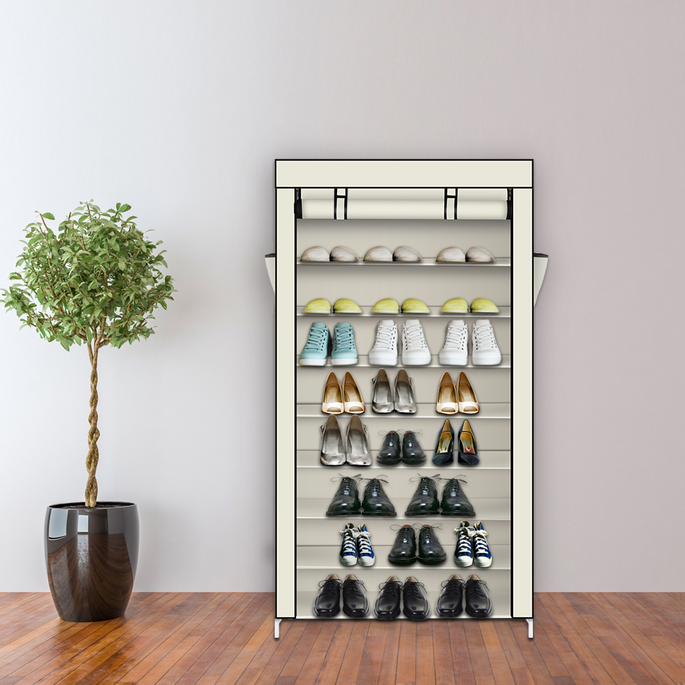 7 Tier Shoe Rack Organizer Storage for Boot High Heel, Multiple  Installation Modes Metal Shoes Shelf with Dustproof Nonwoven Fabric Cover  for Closet Entryway Garage Bedroom