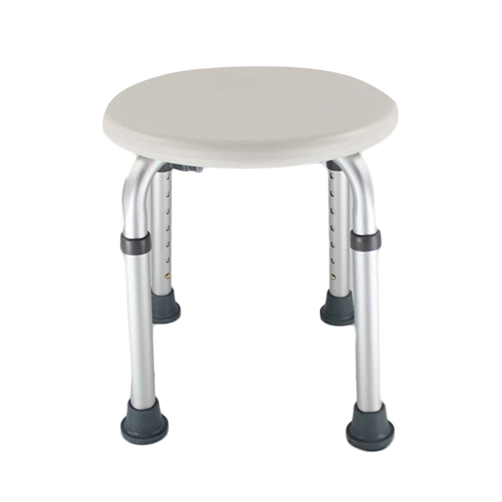 7 Levels Adjustable Aluminum Alloy Elderly Round Shower Stool White