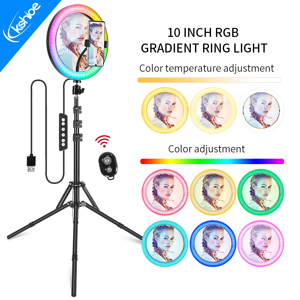 [US Regulations] Kshioe 10 Inch RGB With Beauty Mirror And Tripod Set(Do Not Sell on Amazon)