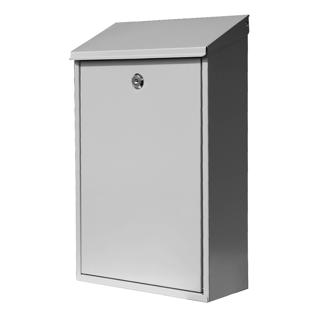 Lockable Outdoor Galvanized Mailbox Letter Box Silver