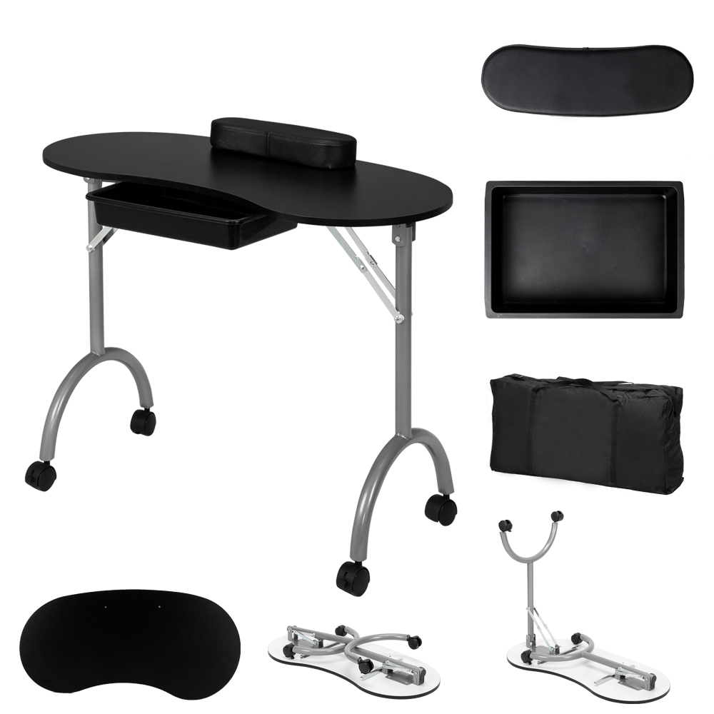 Portable Spa Beauty Manicure Station/MDF/With Hand Pillow/Bag Black (No Pattern)