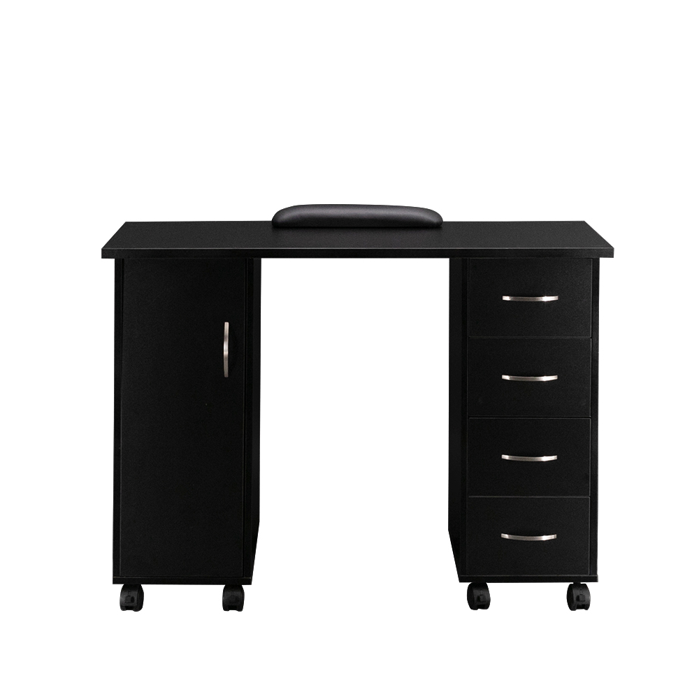 Manicure Table With 1 Door And 4 Drawers/P2 Certification Board/Pu8 Wheels (4 Brakes)/With Hand Pillow Black