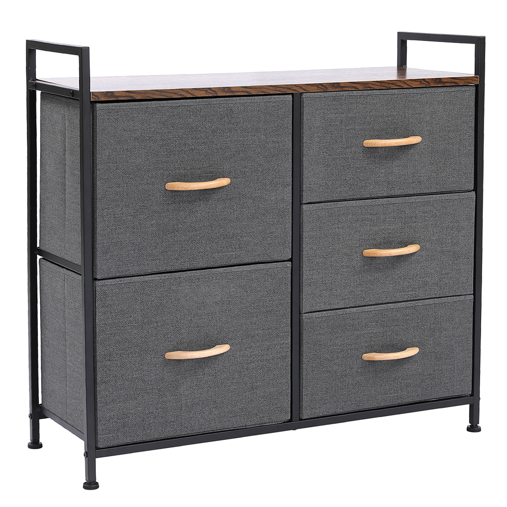 Dresser Organizer with 5 Drawers, Fabric Dresser Tower for Bedroom, Hallway, Entryway, Closets - Dark Gray