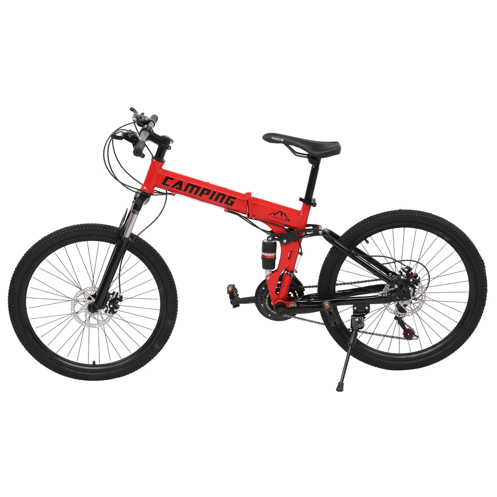 [Camping Survivals] 26-Inch 21-Speed Folding Mountain Bike Red （Do  not sell  on  Amazon）