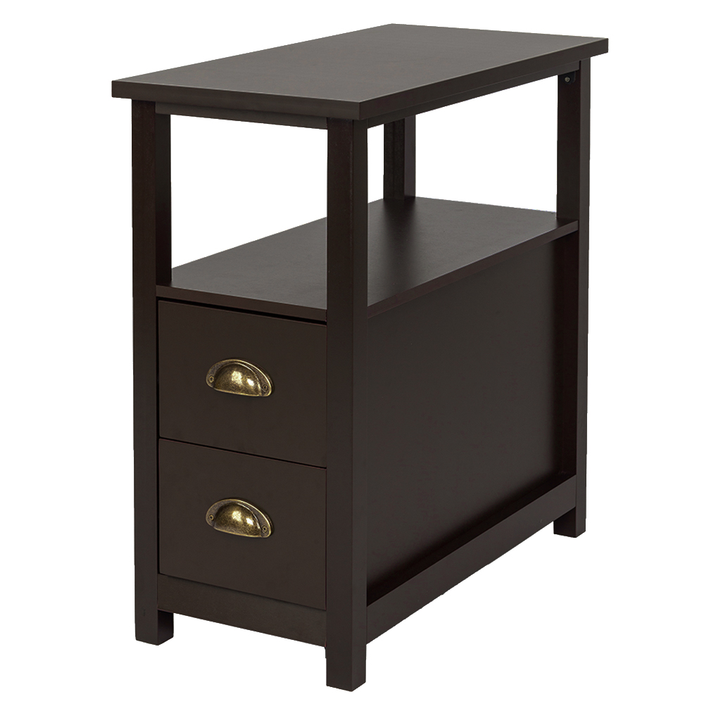 Double-tier Coffee Side Table with Two Drawers Coffee