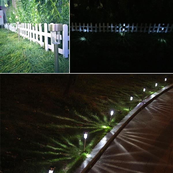 12PCS LED太阳能 白光 花园户外不锈钢景观灯/道路灯/庭院灯 2V/40MA 镍氢（镍镉） 功率：0.06w 电流：1.2v 不锈钢 塑料-11