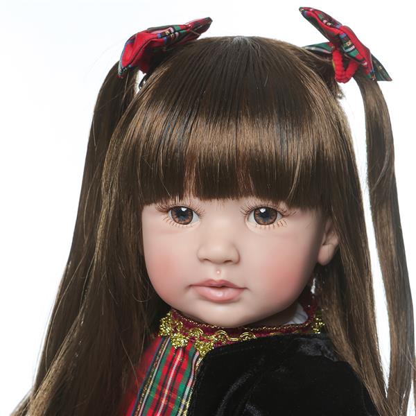 【KRT】布身仿真娃娃：24英寸 长发圣诞格子裙-7