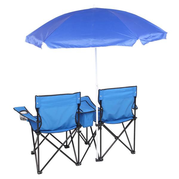 户外沙滩钓鱼椅含伞 蓝色-64