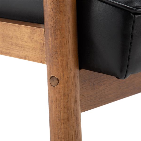 A款复古的现代木质 单人沙发椅，黑色PU （75x69x84CM）-14