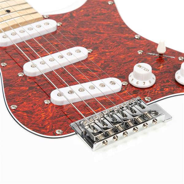 ST3单珍珠护板电吉他(白色)+包+背带+拨片+摇把+连接线+扳手工具-13