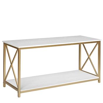 HODELY 两层30cm高白色面板金色桌脚铁艺玄关桌（MH-JJ033）