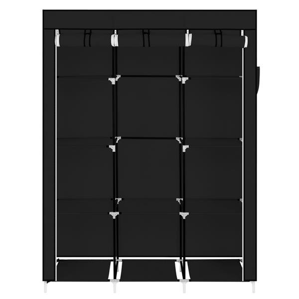 无纺布衣柜4层10格130 x 45 x 167cm-黑色-10