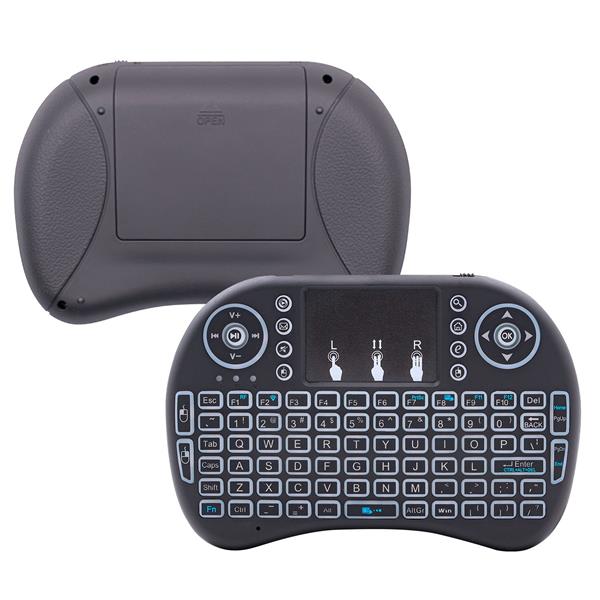 MINI i8 空中飞鼠 2.4G迷你无线键盘 air mouse 带触摸板三色背光 黑色-5