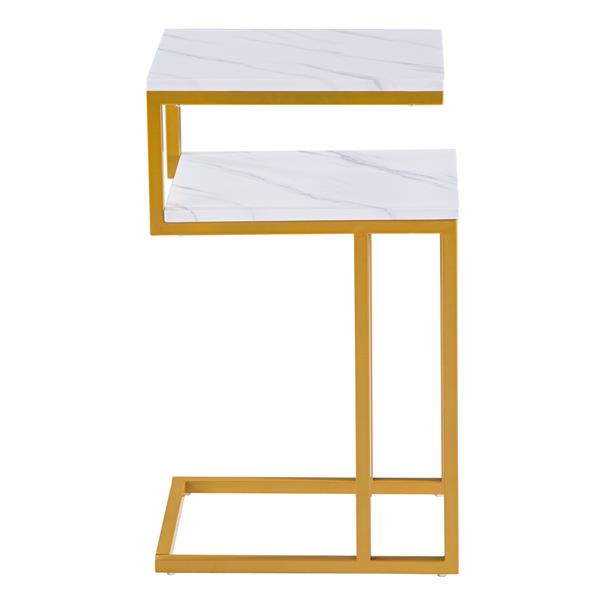 C型边桌  双层 金色 大理石贴纸【42x35.5x71cm】-4