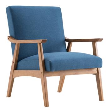 C款 实木复古简约单人沙发椅 靠背无拉扣 海军蓝【67x72.5x82cm】