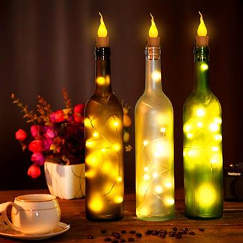 2M 20LED蜡烛瓶塞灯串 酒吧装饰发光LED玻璃瓶口灯串 暖白 10个装 定制款 ZA000941