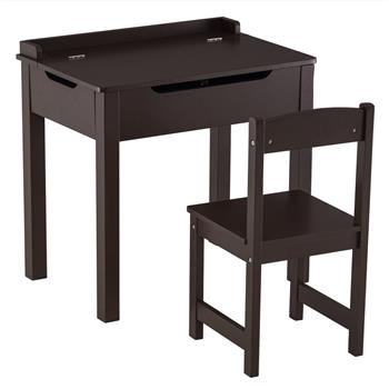 MDF咖啡色 儿童学习桌椅 2件套装 可开抽屉，1桌1椅【59x40.5x59cm】