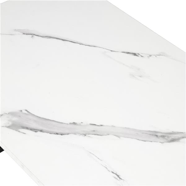白色2层1.5cm厚密度板仿大理石方形桌面铁艺咖啡桌（HT-JJ011）-5