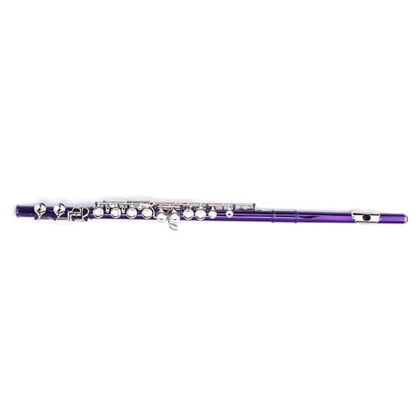 紫色16孔C调闭孔白铜长笛+通条棒+清洁布+润滑剂+螺丝刀-12