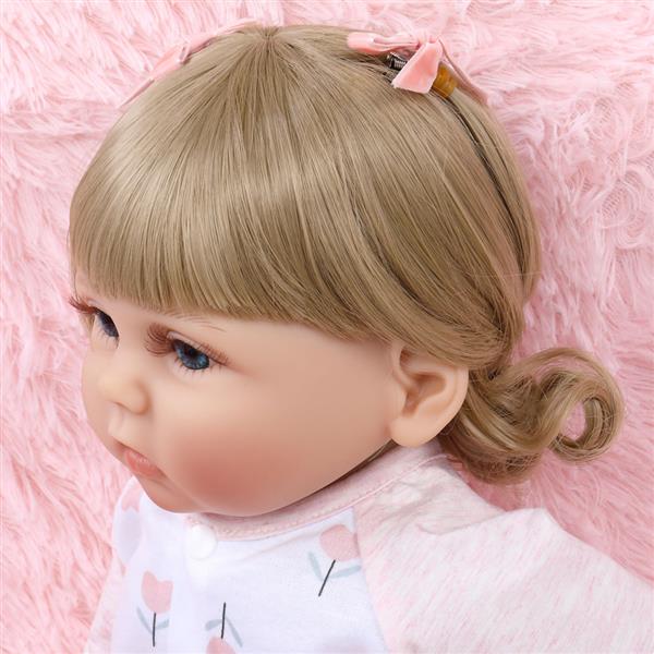 【KRT】全胶仿真娃娃：18英寸 粉白小花睡衣婴儿-20