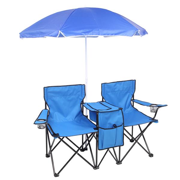 户外沙滩钓鱼椅含伞 蓝色-9