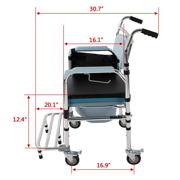 四合一多功能铝合金便盆老人坐便椅孕妇座便器可折叠洗澡椅残疾人马桶椅轮椅-CST-2069-4