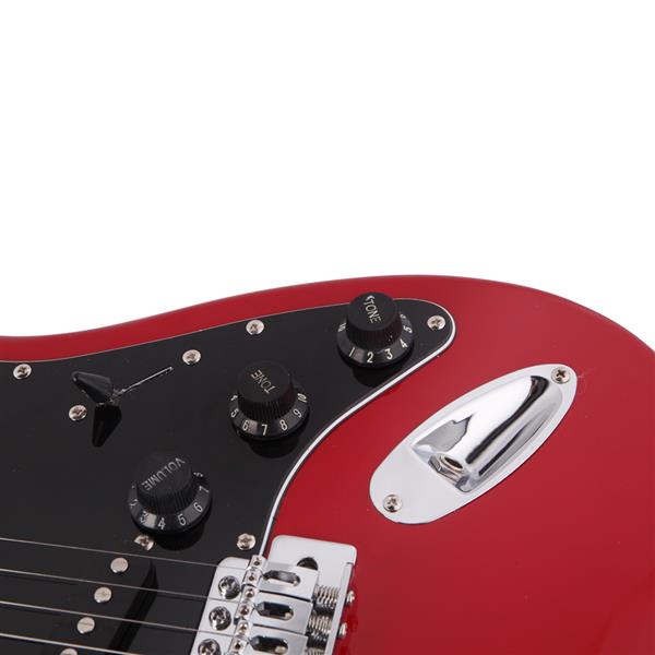ST黑护板电吉他(红色)+音响+包+背带+拨片+摇把+连接线+扳手工具-9
