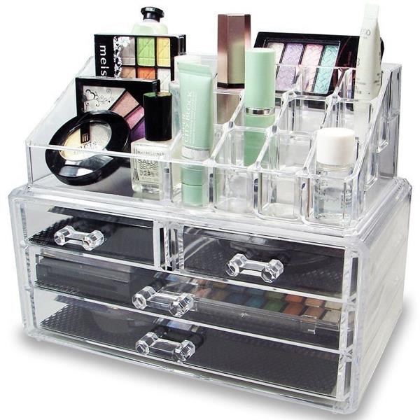 透明塑料四抽屉式化妆盒2件套 -1155-1