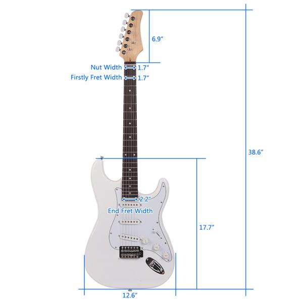 ST玫瑰木指板电吉他(全白色)+包+背带+拨片+摇把+连接线+扳手工具-14