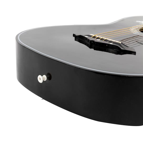 椴木吉他DK-38C纯黑色+包+背带+拨片+液晶调音器+护板+琴弦一套-9