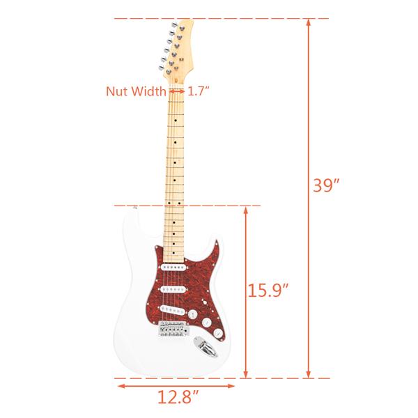 ST3单珍珠护板电吉他(白色)+包+背带+拨片+摇把+连接线+扳手工具-16