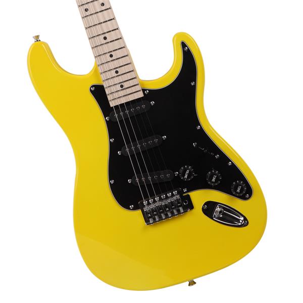 ST黑护板电吉他(黄色)+音响+包+背带+拨片+摇把+连接线+扳手工具-16